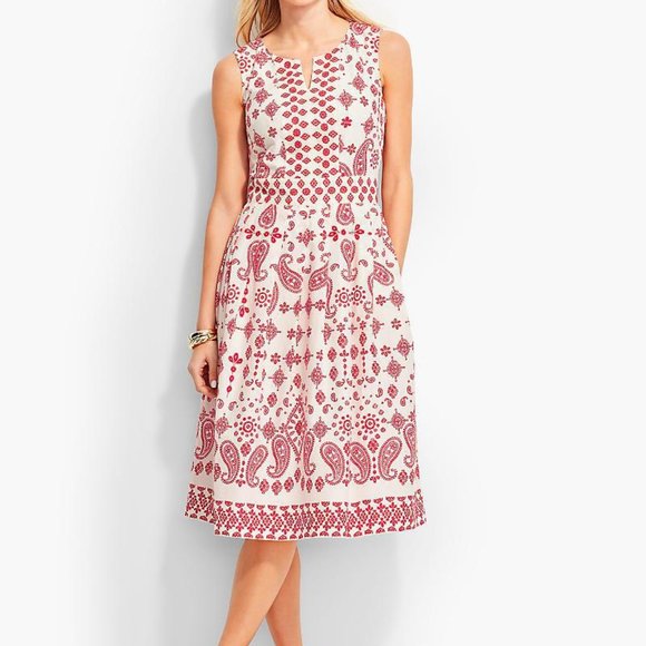 Talbots Dresses & Skirts - Talbots red and white paisley dress, size 6 petite